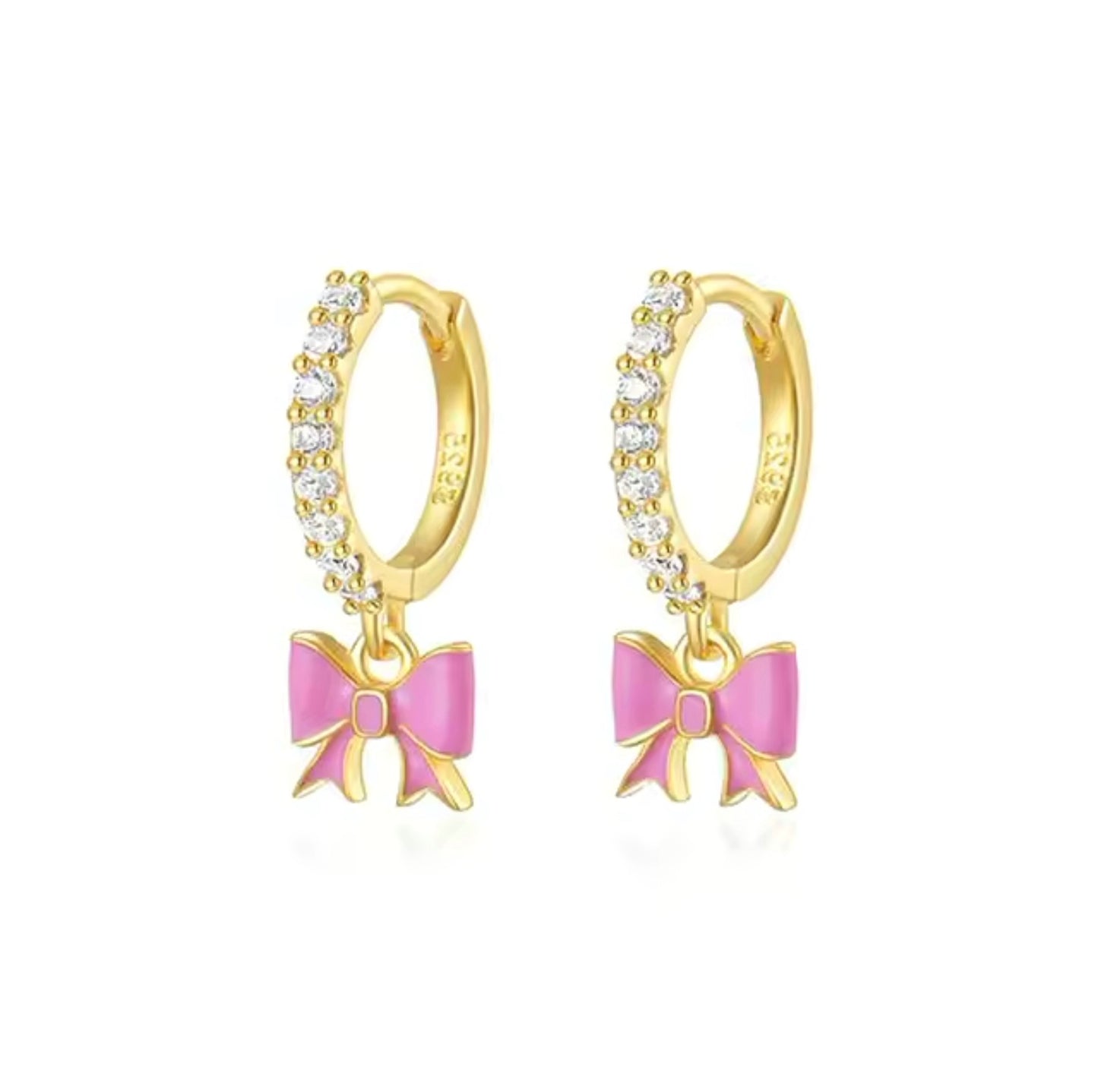 PINK BOW EARRINGS - GOLD