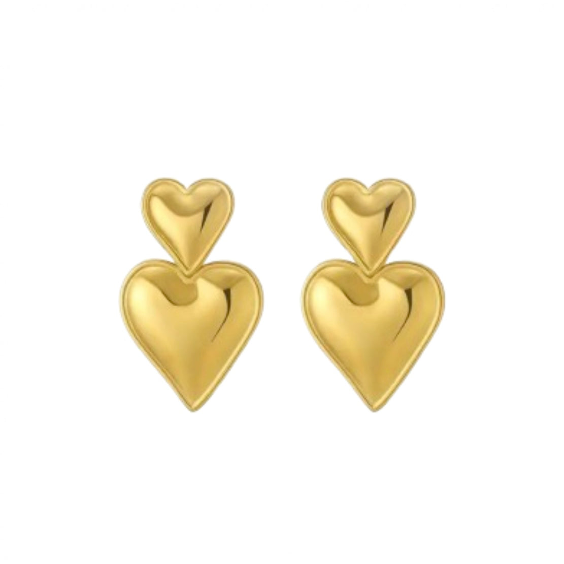 DOUBLE HEART EARRINGS - GOLD