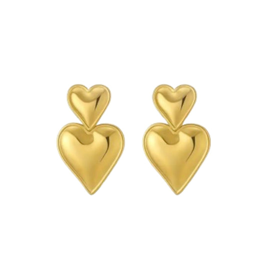 DOUBLE HEART EARRINGS - GOLD