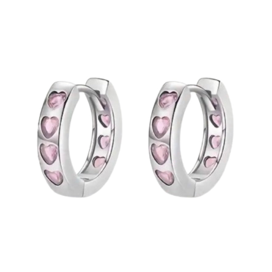 HEART HOOP EARRINGS - SILVER