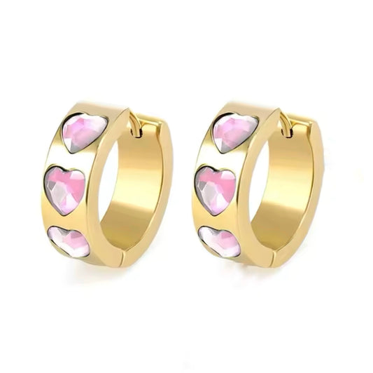 HEART HOOP EARRINGS - GOLD